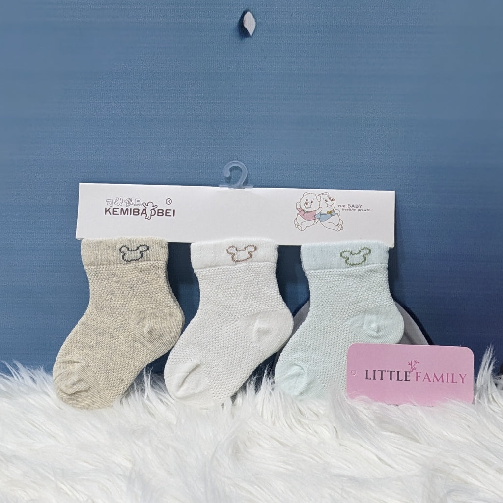 Premium Soft Cotton Baby Socks Set (3 Pairs) – Breathable & Gentle Fit