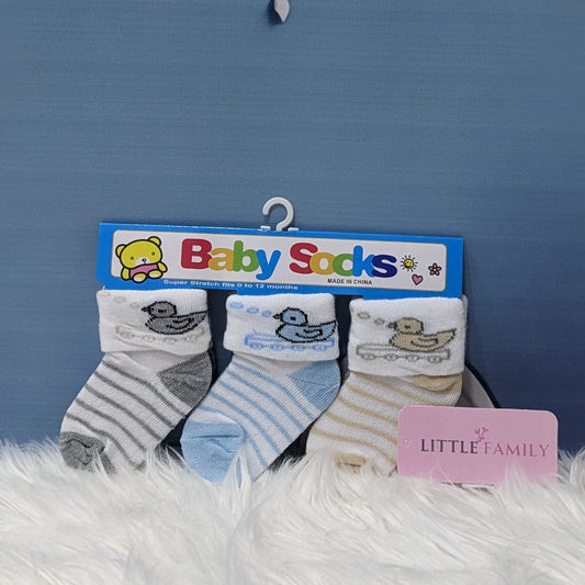 Premium Baby Cotton Socks Set (3-Pair Pack) - Duck
