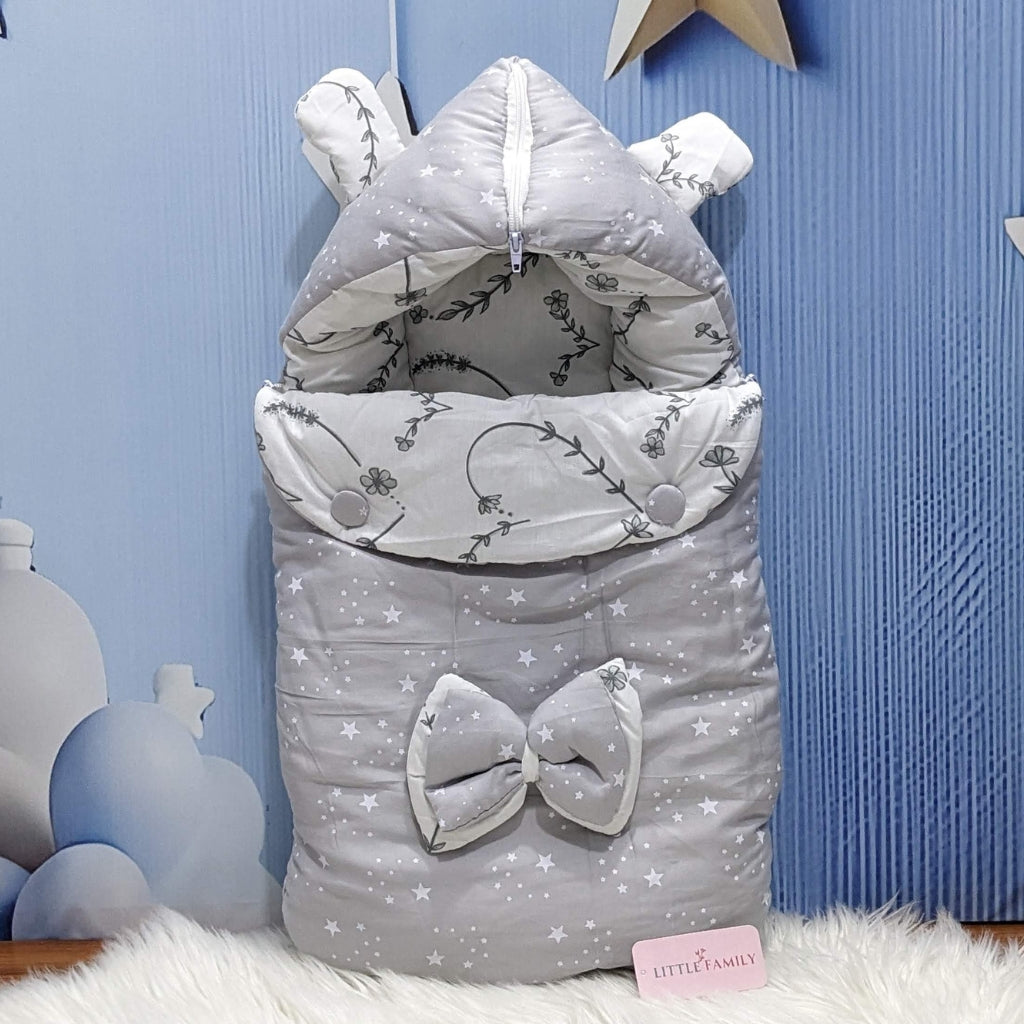 Starry Dreams Baby Bedding Set - 8 Pieces (Soft Grey) | Large