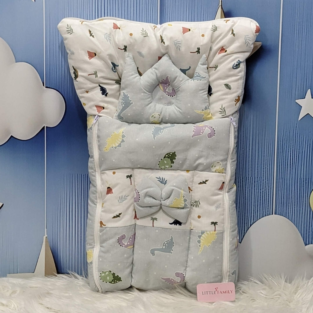 Soft Grey Dino Baby Carry Nest – Large Size