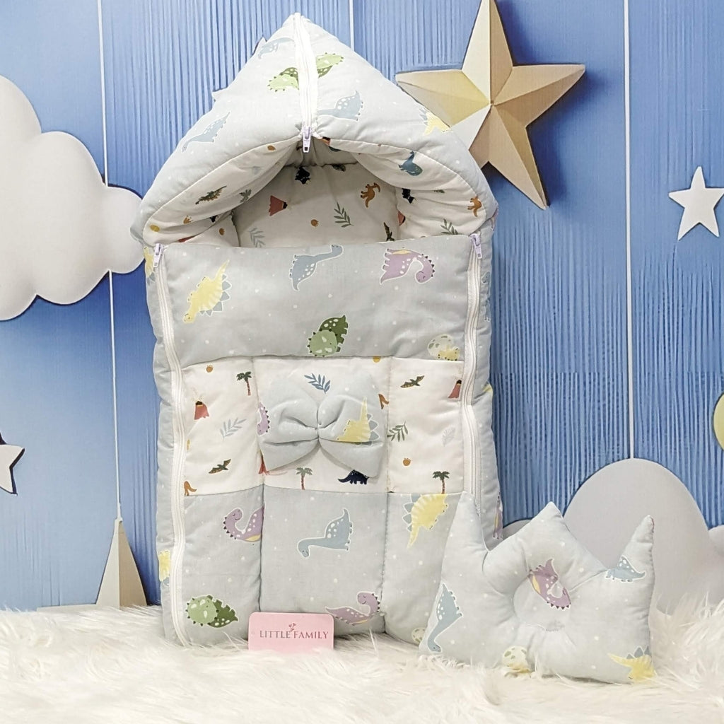 Soft Grey Dino Baby Carry Nest – Large Size