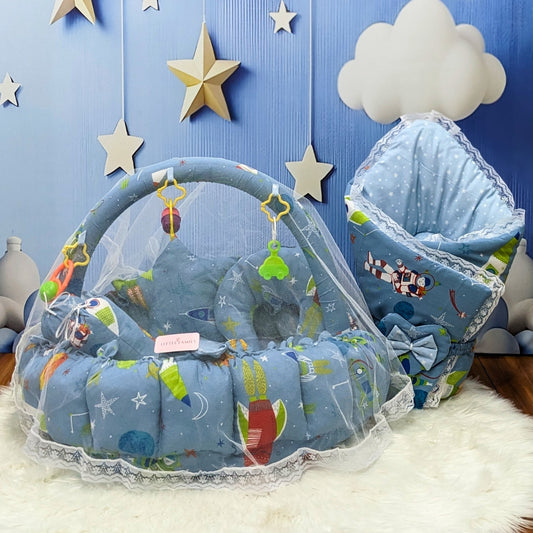 Premium 12-Piece Baby Bedding Set | Blue Astronaut