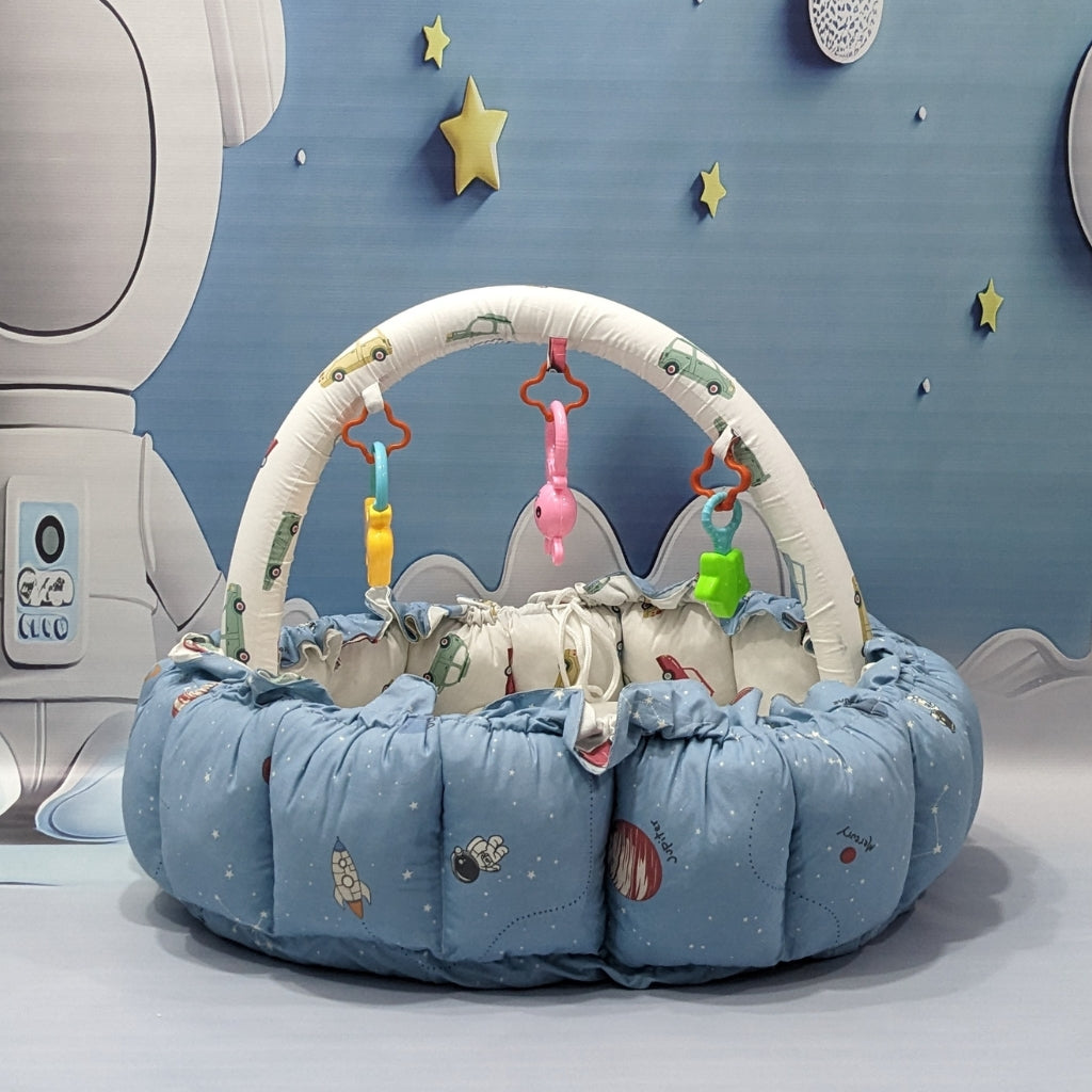 Space Theme Premium 12-Piece Baby Bedding Set | Blue