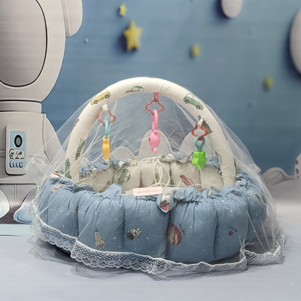 Space Theme Premium 12-Piece Baby Bedding Set | Blue