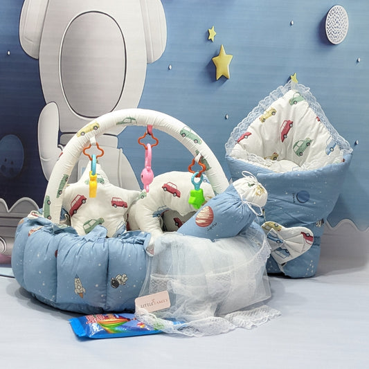 Space Theme Premium 12-Piece Baby Bedding Set | Blue