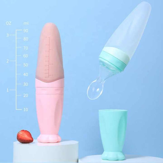 Silicone Baby Spoon Feeder Bottle – Safe & Mess-Free Feeding
