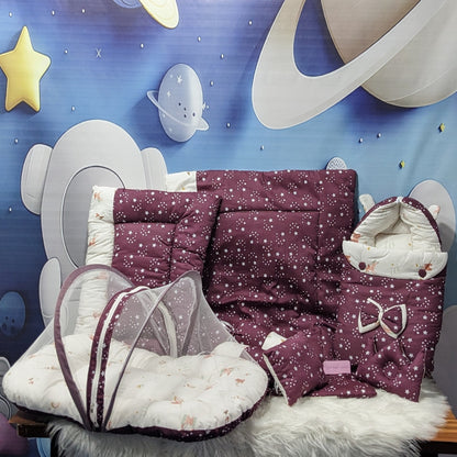 Starry Dreams Baby Bedding Set - 8 Pieces (Magenta) | Large