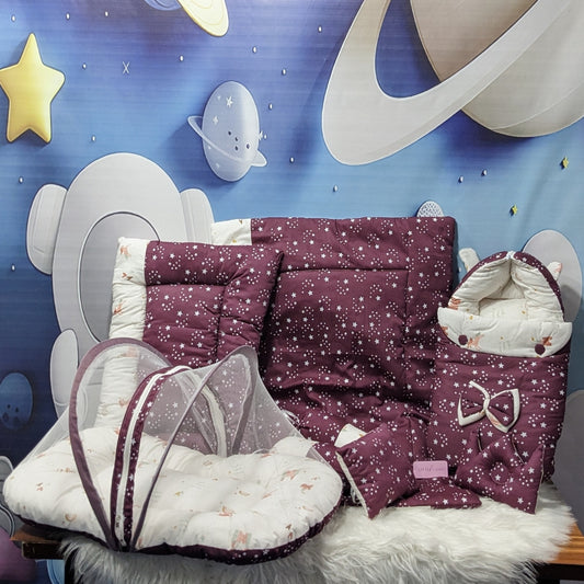 Starry Dreams Baby Bedding Set - 8 Pieces (Magenta) | Large