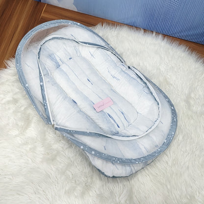 Starry Dreams Baby Bedding Set - 8 Pieces (Blue Gray) | Large