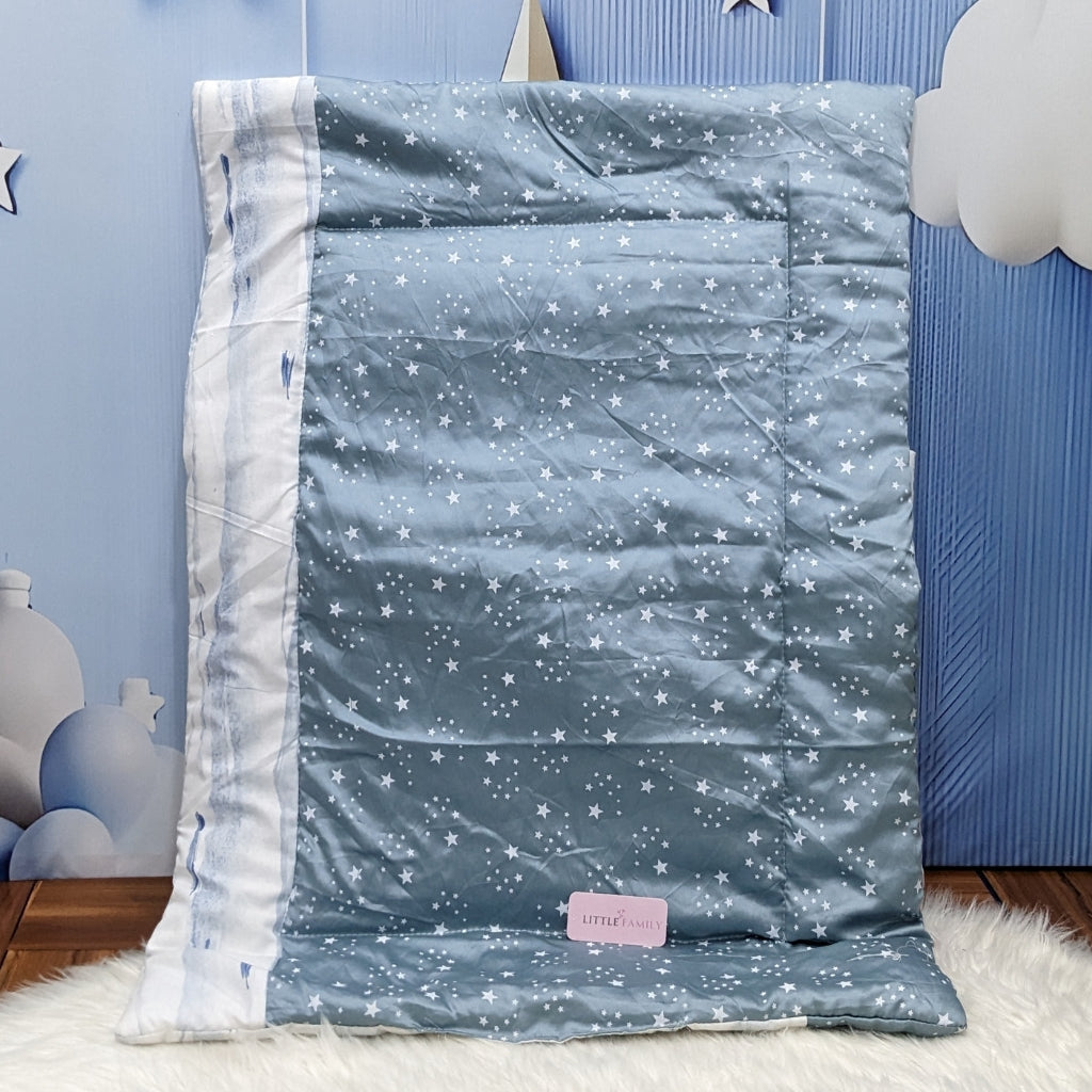 Starry Dreams Baby Bedding Set - 8 Pieces (Blue Gray) | Large