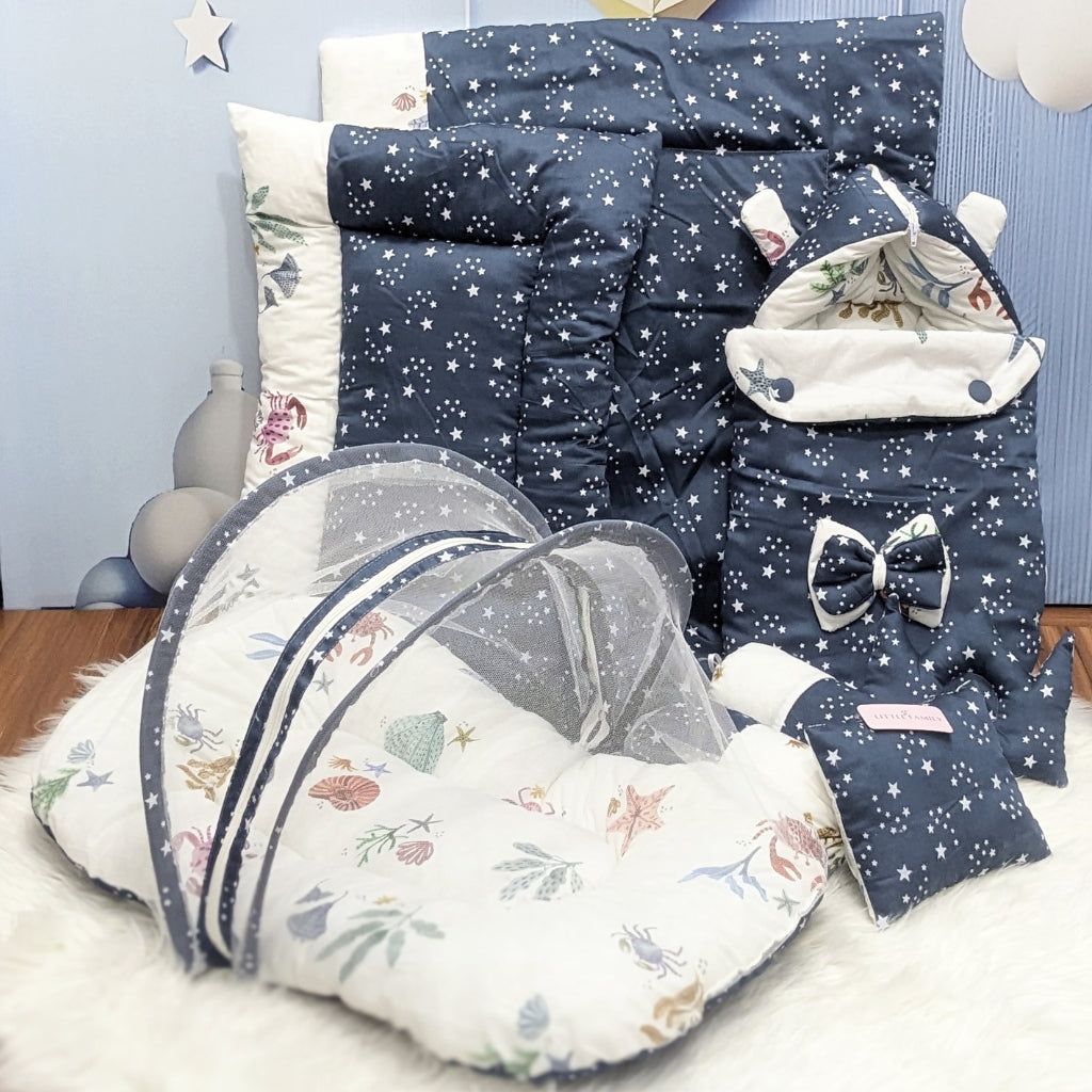 Starry Dreams Baby Bedding Set - 8 Pieces (Blue) | Large