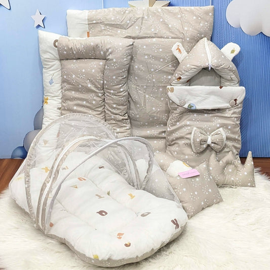 Starry Dreams Baby Bedding Set - 8 Pieces (Caramel) | Large