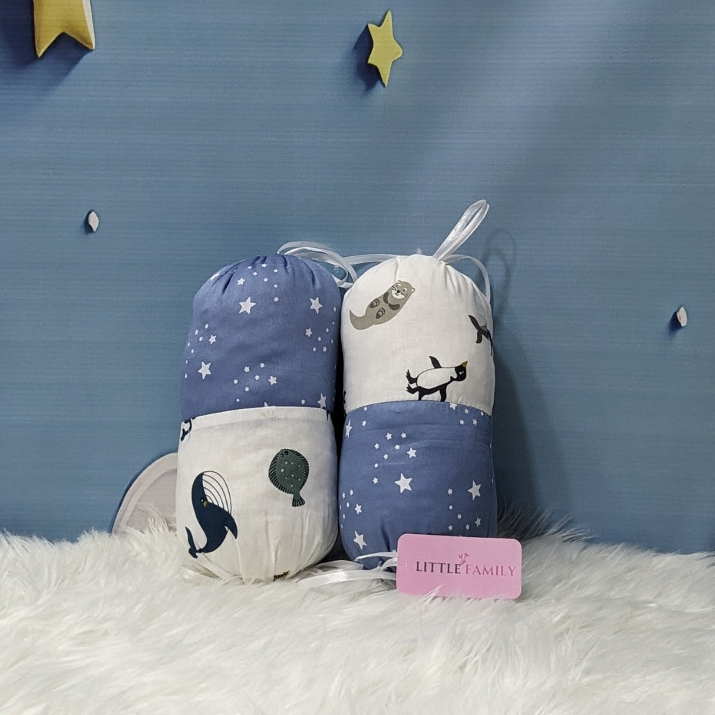 Starry Dreams Baby Bedding Set - 8 Pieces (Pastel Grey Blue) | Large