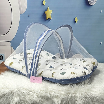 Starry Dreams Baby Bedding Set - 8 Pieces (Pastel Grey Blue) | Large