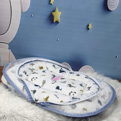 Starry Dreams Baby Bedding Set - 8 Pieces (Pastel Grey Blue) | Large