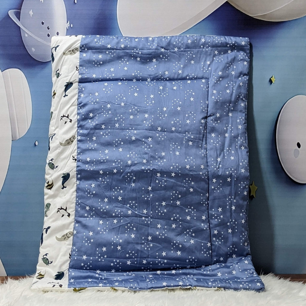 Starry Dreams Baby Bedding Set - 8 Pieces (Pastel Grey Blue) | Large