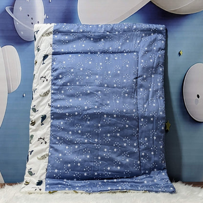 Starry Dreams Baby Bedding Set - 8 Pieces (Pastel Grey Blue) | Large
