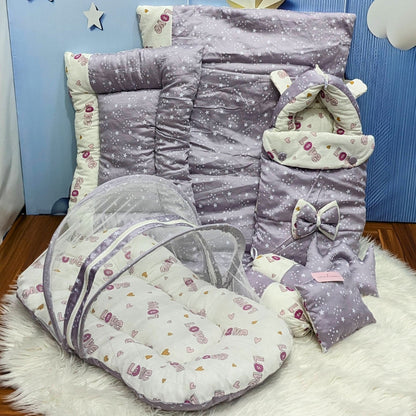 Starry Dreams Baby Bedding Set - 8 Pieces (Purple) | Large
