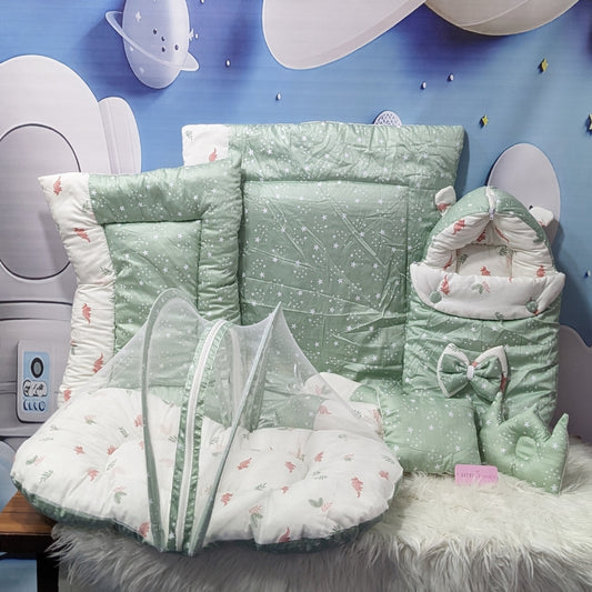 Starry Dreams Baby Bedding Set - 8 Pieces (Sage Green) | Large
