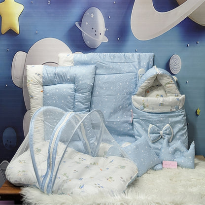 Starry Dreams Baby Bedding Set - 8 Pieces (Sky Blue) | Large
