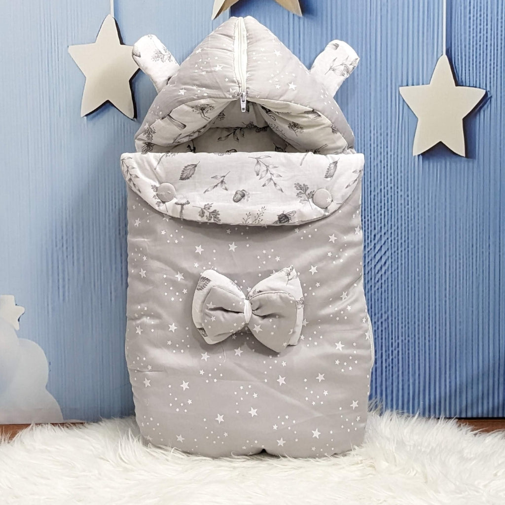 Starry Dreams Baby Bedding Set - 8 Pieces (Soft Grey) | Large