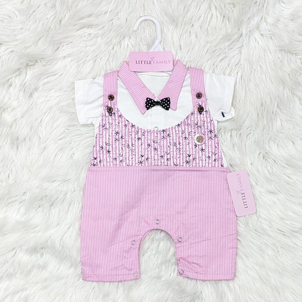 Baby Formal Romper with Bow Tie & Suspender Style