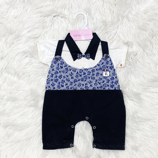Baby Boy Formal Romper with Bow Tie & Suspenders