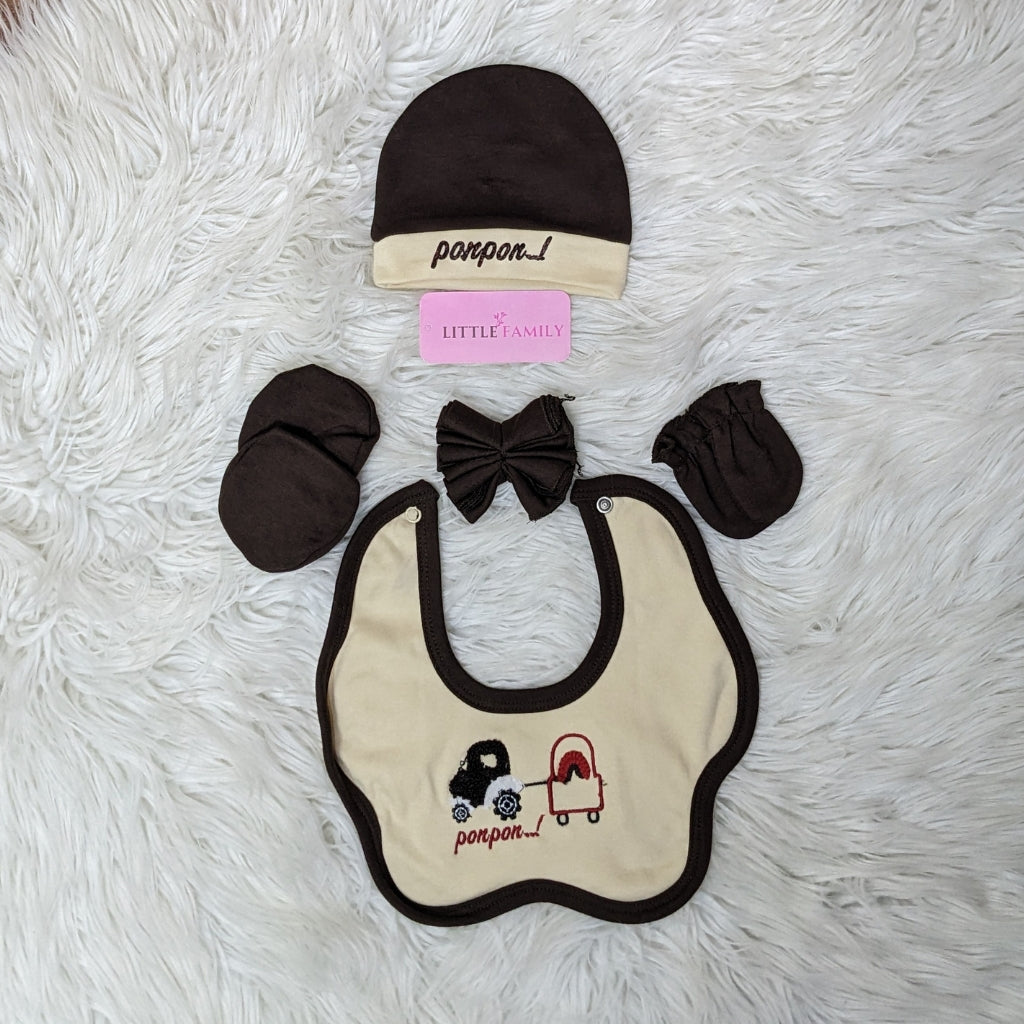 Premium 10 Piece Baby Starter set | Ponpon Theme - Brown