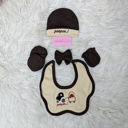 Premium 10 Piece Baby Starter set | Ponpon Theme - Brown