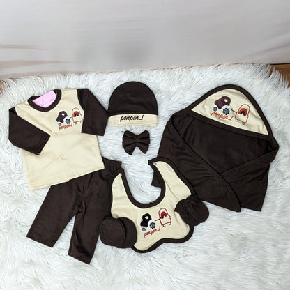 Premium 10 Piece Baby Starter set | Ponpon Theme - Brown