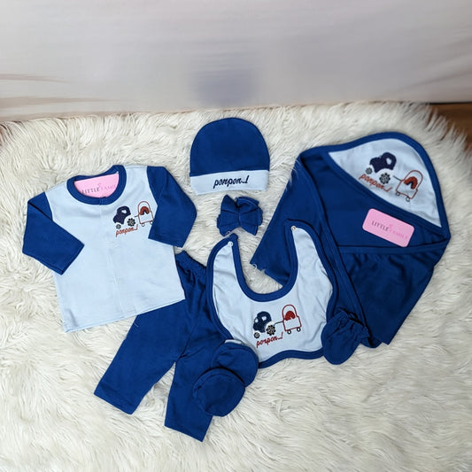 Premium 10 Piece Baby Starter set | Ponpon Theme - Blue