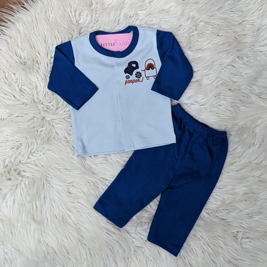 Premium 10 Piece Baby Starter set | Ponpon Theme - Blue