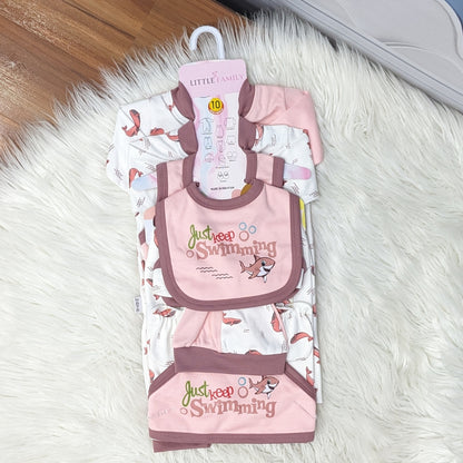 Premium Newborn Baby 10-Piece Gift Set - (Shark) | Pink