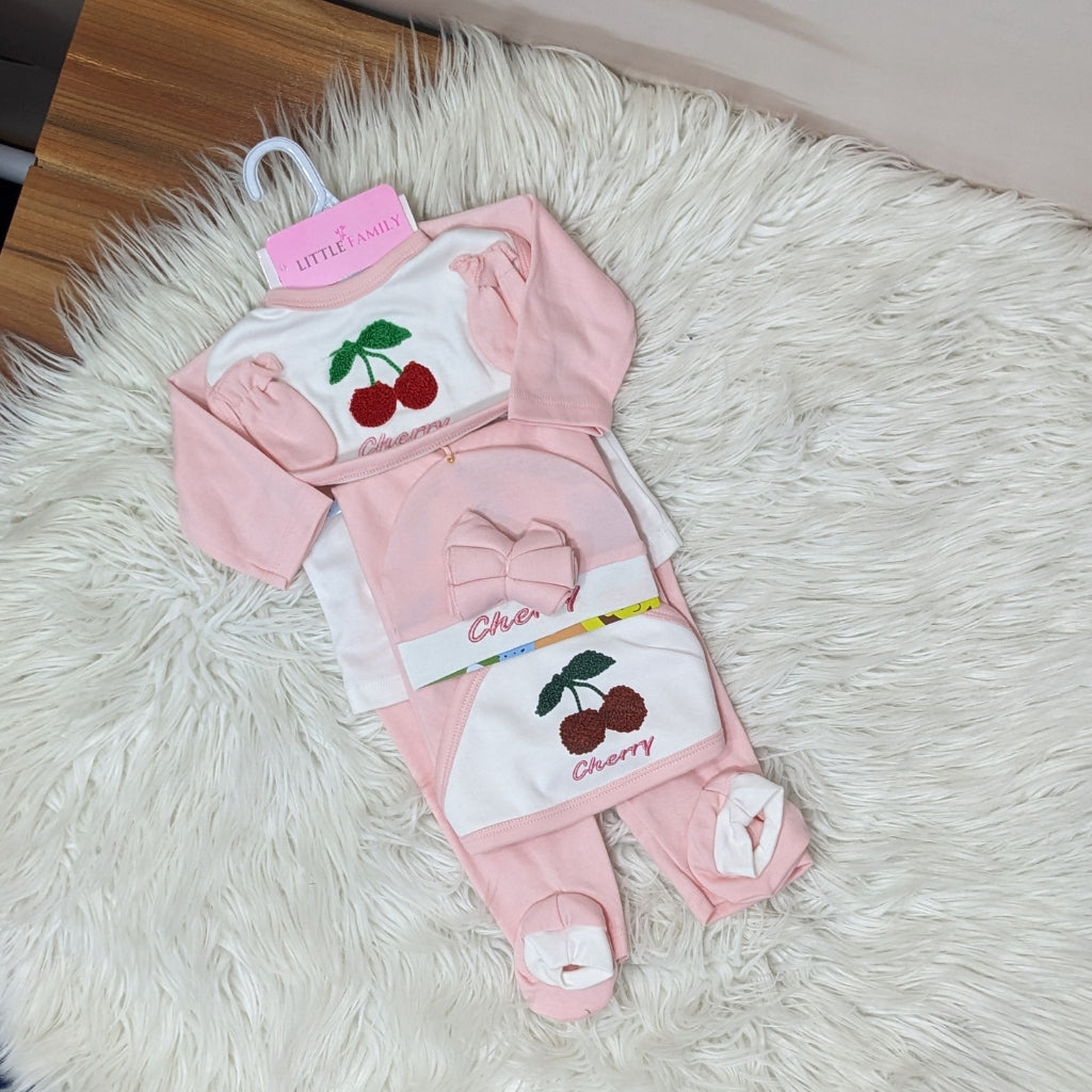 Premium 10 Piece Baby Starter set | Cherry Theme - Pink