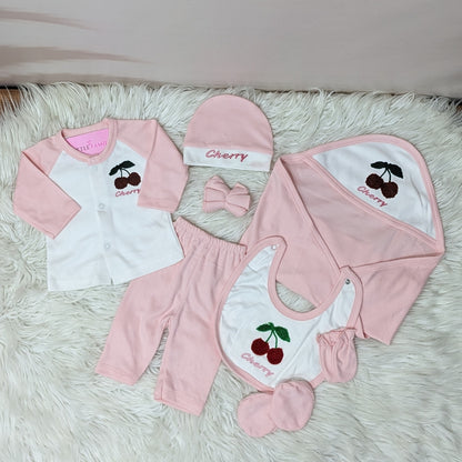 Premium 10 Piece Baby Starter set | Cherry Theme - Pink