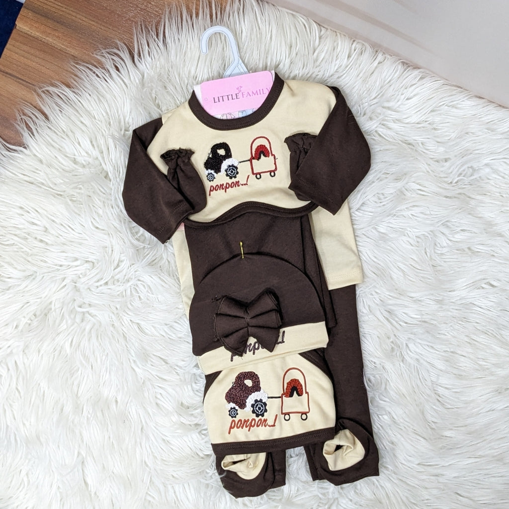 Premium 10 Piece Baby Starter set | Ponpon Theme - Brown