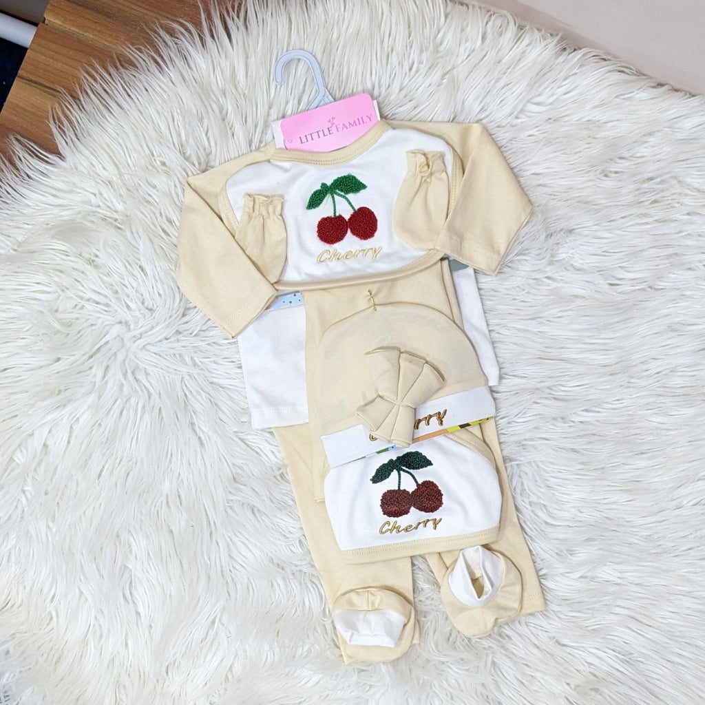Premium 10 Piece Baby Starter set | Cherry Theme - Cream
