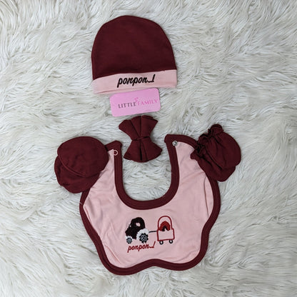 Premium 10 Piece Baby Starter set | Ponpon Theme - Maroon