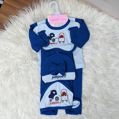 Premium 10 Piece Baby Starter set | Ponpon Theme - Blue