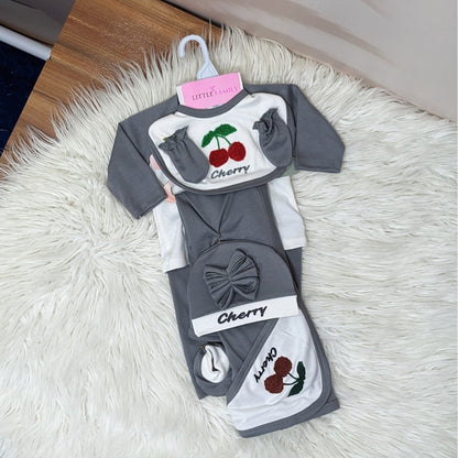 Premium 10 Piece Baby Starter set | Cherry Theme - Grey