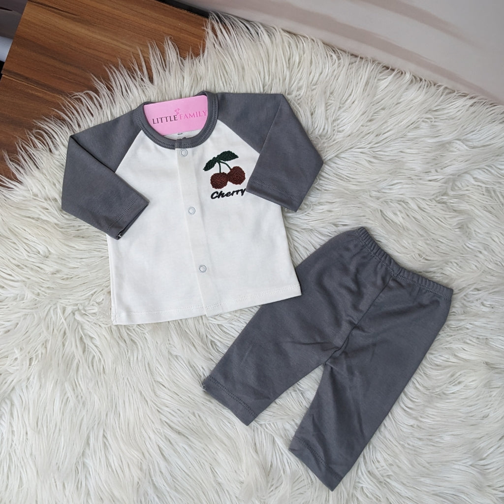 Premium 10 Piece Baby Starter set | Cherry Theme - Grey