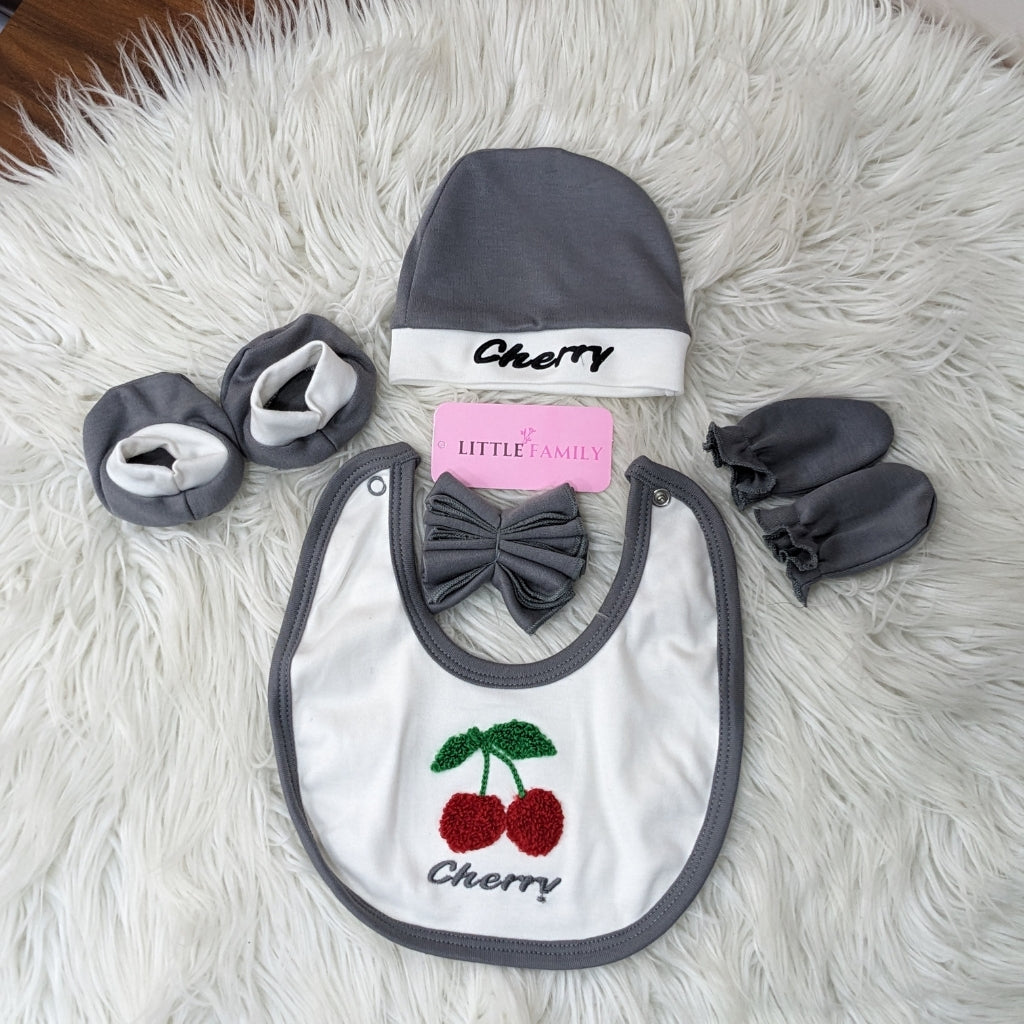 Premium 10 Piece Baby Starter set | Cherry Theme - Grey