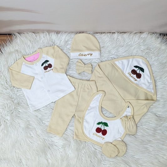 Premium 10 Piece Baby Starter set | Cherry Theme - Cream