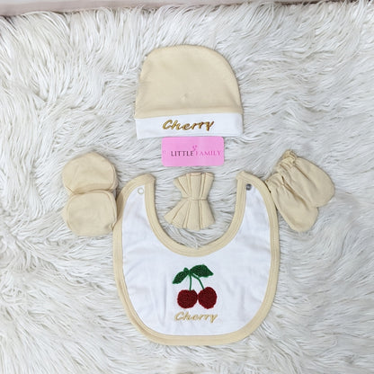 Premium 10 Piece Baby Starter set | Cherry Theme - Cream