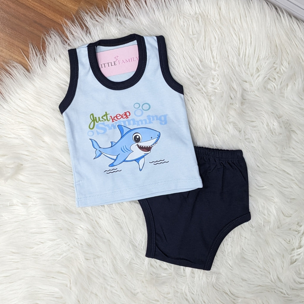 Premium Newborn Baby 10-Piece Gift Set - (Shark) | Blue