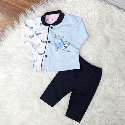 Premium Newborn Baby 10-Piece Gift Set - (Shark) | Blue