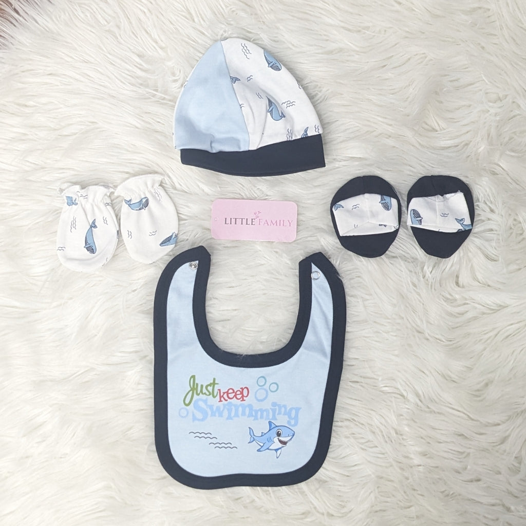 Premium Newborn Baby 10-Piece Gift Set - (Shark) | Blue