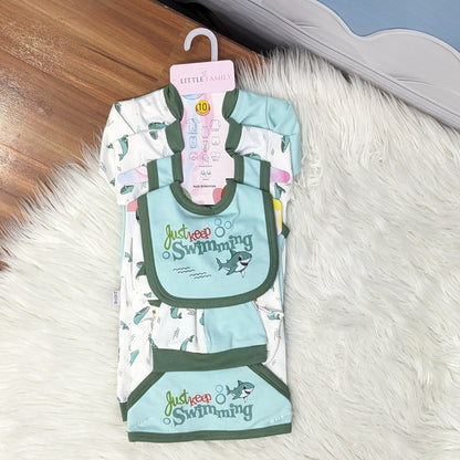 Premium Newborn Baby 10-Piece Gift Set - (Shark) | Green