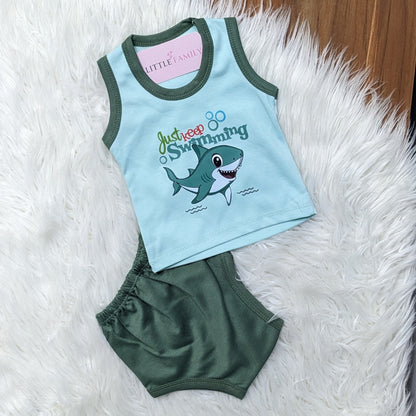 Premium Newborn Baby 10-Piece Gift Set - (Shark) | Green