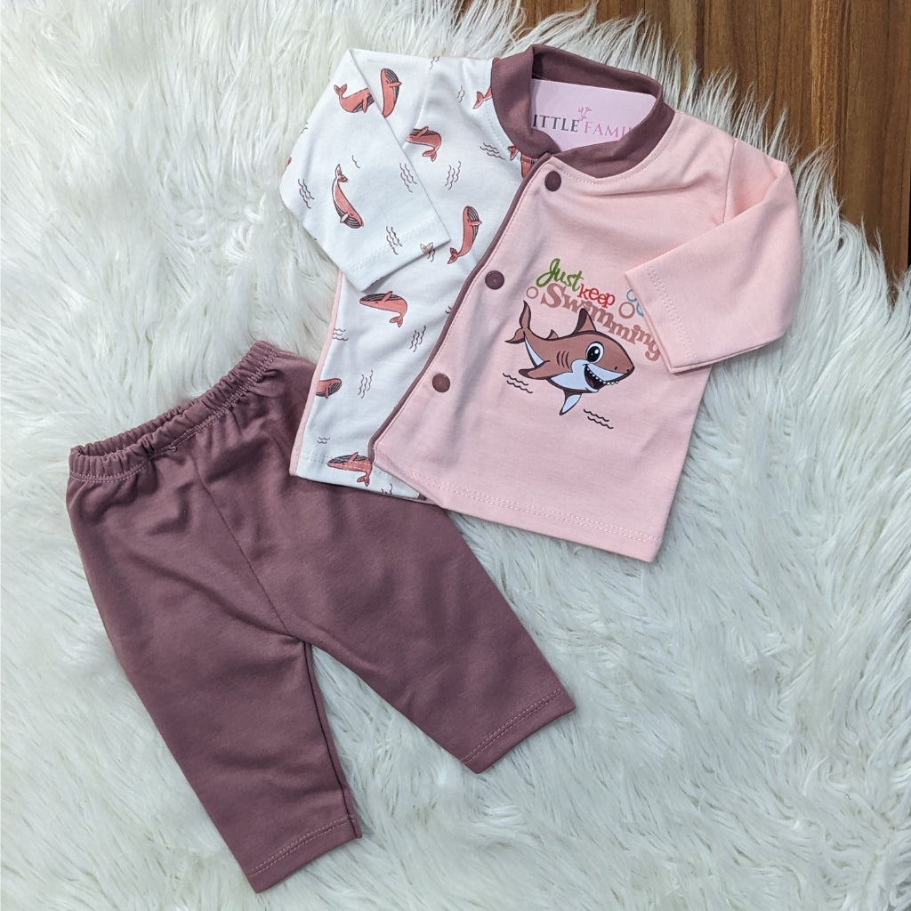 Premium Newborn Baby 10-Piece Gift Set - (Shark) | Pink